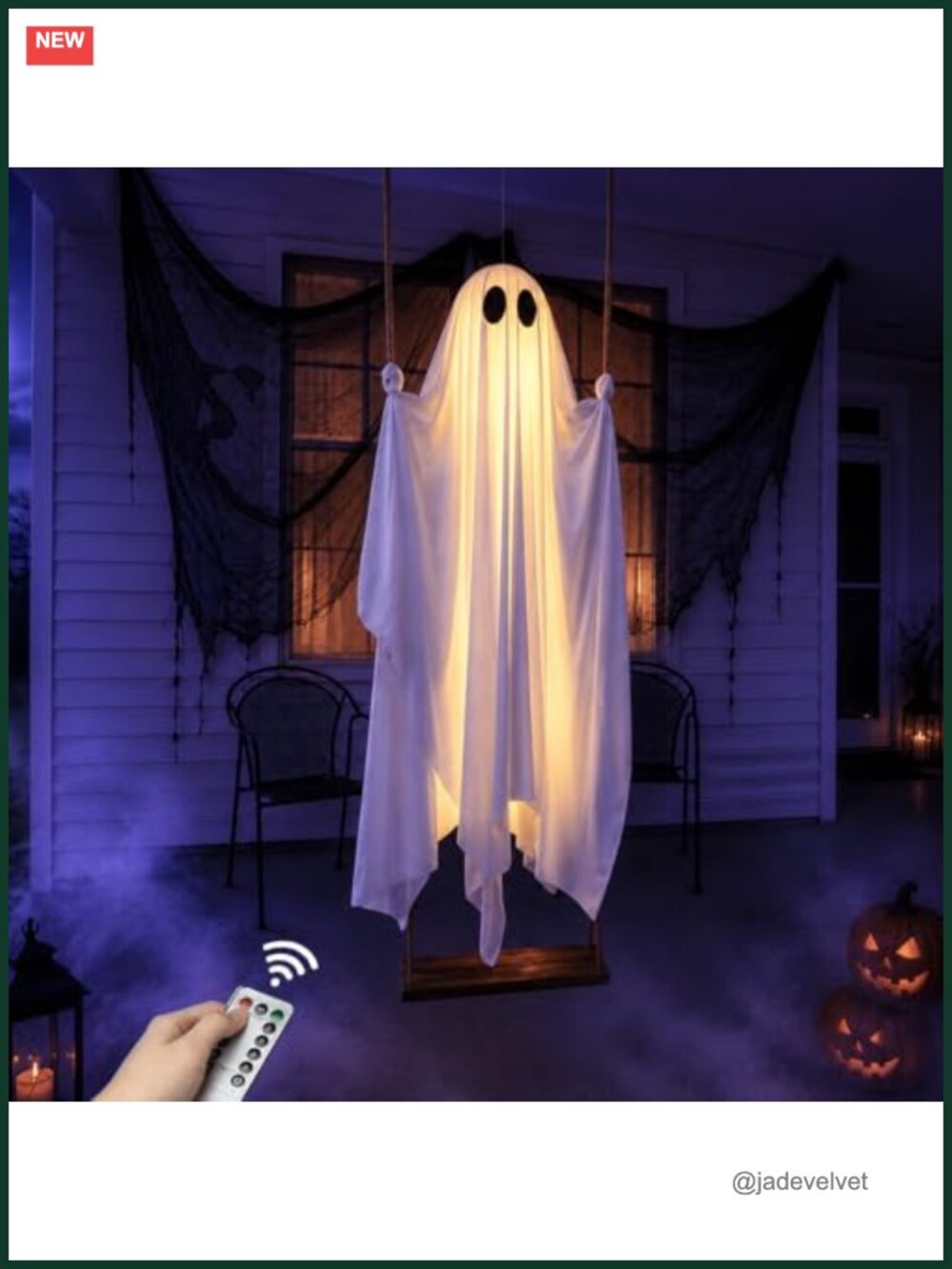 Large 5ft Pre-Assembled Hanging Swing Ghost Halloween Decorations with Remote